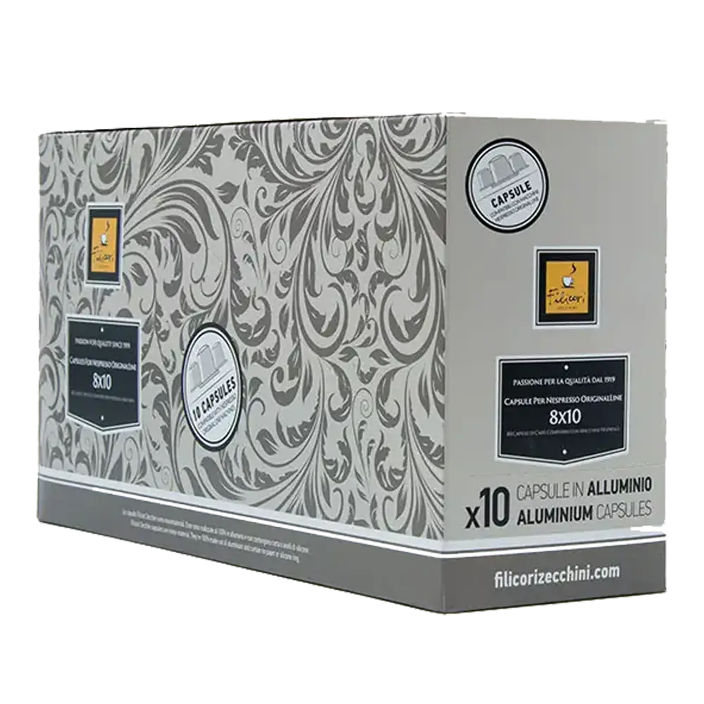 Filicori Zecchini box of 80 aluminium coffee capsules compatible with Nespresso OriginalLine machines